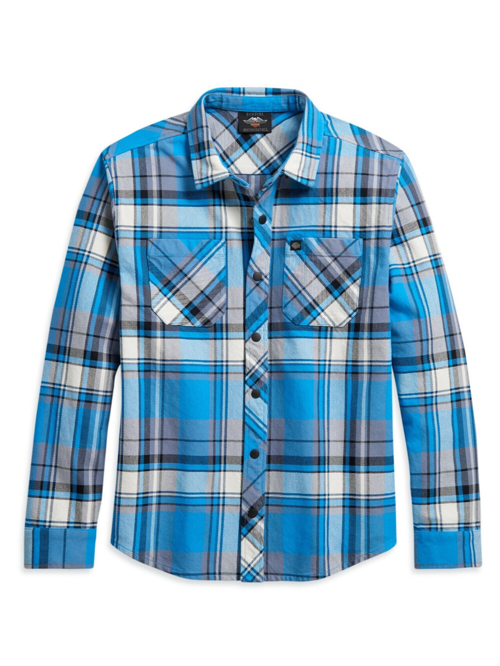 harley davidson long sleeve plaid flannel shirt M blue black gray jacket LS bar